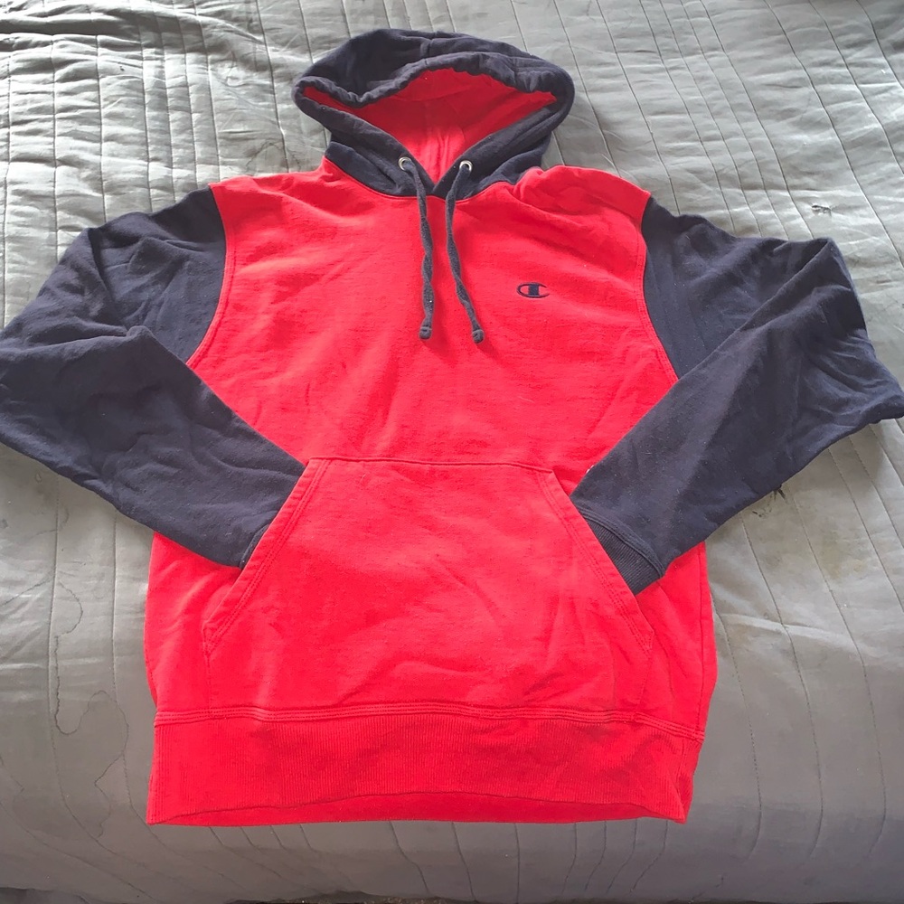 Champion Men's Red and Black Hoodie